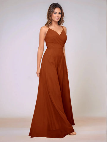 Spaghetti Strap Chiffon Hang Neck Bridesmaid Dress