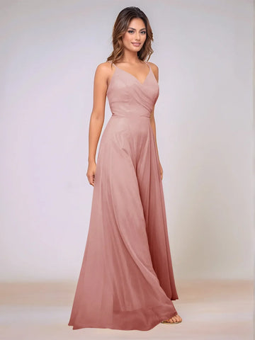 Spaghetti Strap Chiffon Hang Neck Bridesmaid Dress