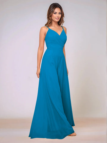 Spaghetti Strap Chiffon Hang Neck Bridesmaid Dress