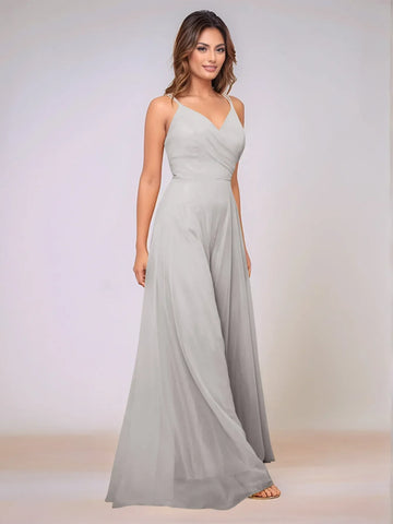 Spaghetti Strap Chiffon Hang Neck Bridesmaid Dress