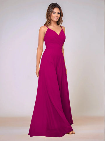 Spaghetti Strap Chiffon Hang Neck Bridesmaid Dress