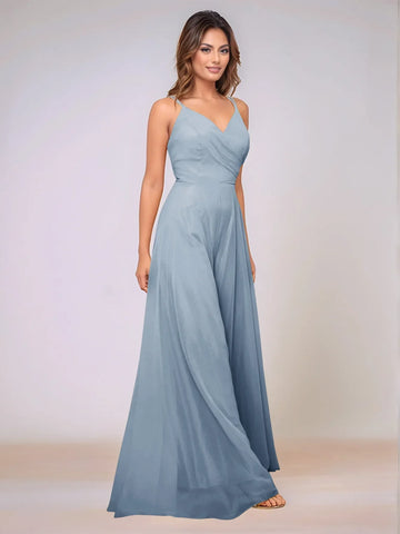 Spaghetti Strap Chiffon Hang Neck Bridesmaid Dress