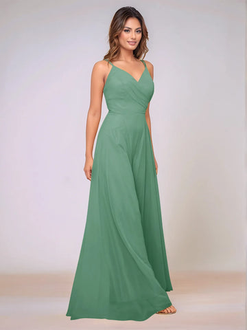Spaghetti Strap Chiffon Hang Neck Bridesmaid Dress