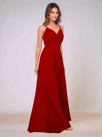 Spaghetti Strap Chiffon Hang Neck Bridesmaid Dress