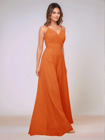 Spaghetti Strap Chiffon Hang Neck Bridesmaid Dress
