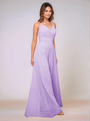 Spaghetti Strap Chiffon Hang Neck Bridesmaid Dress