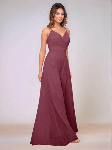 Spaghetti Strap Chiffon Hang Neck Bridesmaid Dress