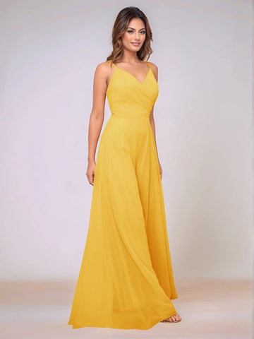 Spaghetti Strap Chiffon Hang Neck Bridesmaid Dress