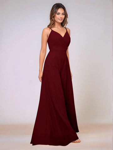Spaghetti Strap Chiffon Hang Neck Bridesmaid Dress