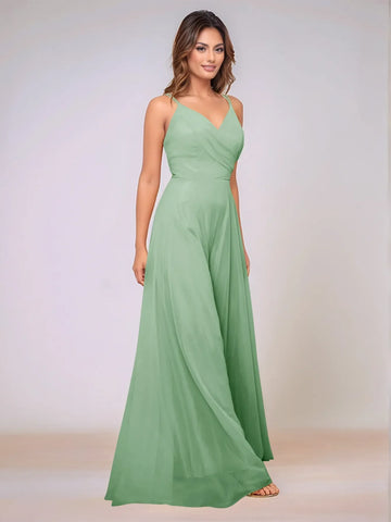 Spaghetti Strap Chiffon Hang Neck Bridesmaid Dress