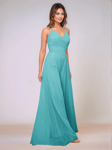 Spaghetti Strap Chiffon Hang Neck Bridesmaid Dress