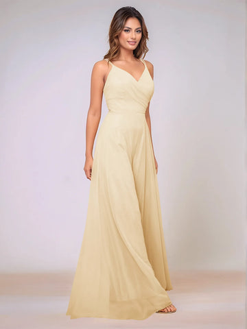 Spaghetti Strap Chiffon Hang Neck Bridesmaid Dress