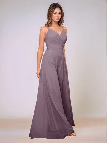 Spaghetti Strap Chiffon Hang Neck Bridesmaid Dress