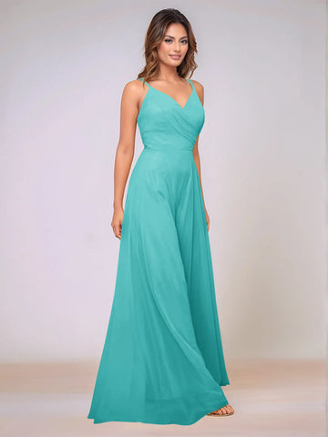 Spaghetti Strap Chiffon Hang Neck Bridesmaid Dress