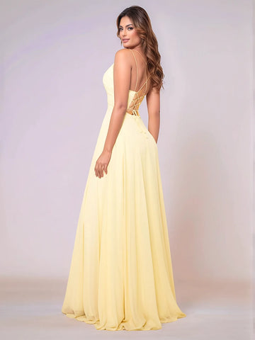 Spaghetti Strap Chiffon Hang Neck Bridesmaid Dress