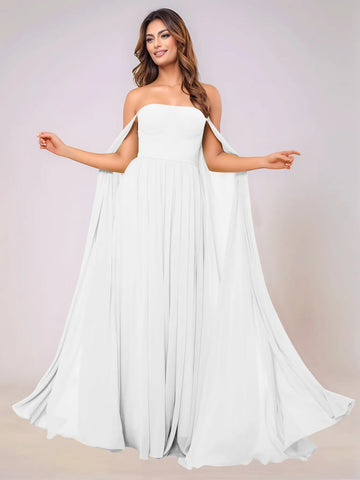 Sleeveless Chiffon Bridesmaid Dress With Drop Train