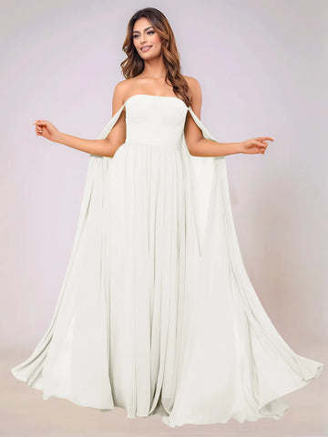 Sleeveless Chiffon Bridesmaid Dress With Drop Train