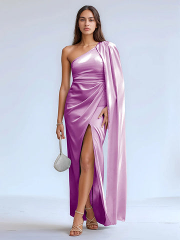 Elegant Asymmetrical Bridesmaid Dress with Drop Train