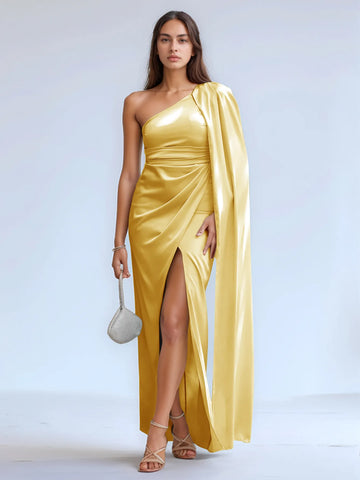 Elegant Asymmetrical Bridesmaid Dress with Drop Train