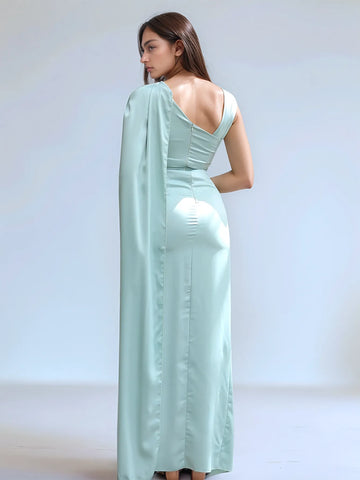 Elegant Asymmetrical Bridesmaid Dress with Drop Train
