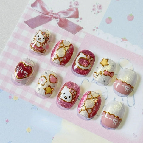 Kitty Cat Dancing BalletCarefully designed pure handmade press-on gel nails