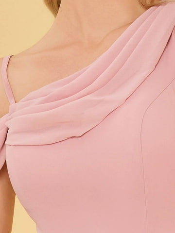 Asymmetrical Neck One Shoulder Chiffon Bridesmaid Dress With Split