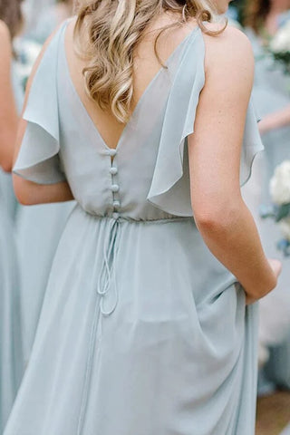Chiffon A-line V-neck Bridesmaid Dresses, Wedding Party Dress