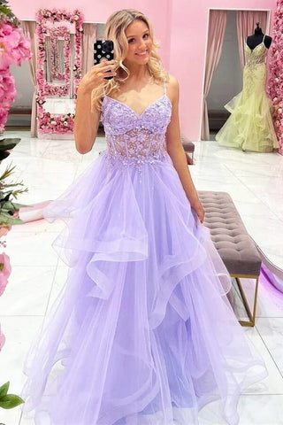 Robe de soirée longue en tulle, ligne A, col en V, avec appliques en dentelle