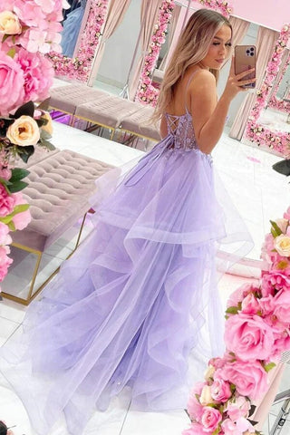 Robe de soirée longue en tulle, ligne A, col en V, avec appliques en dentelle