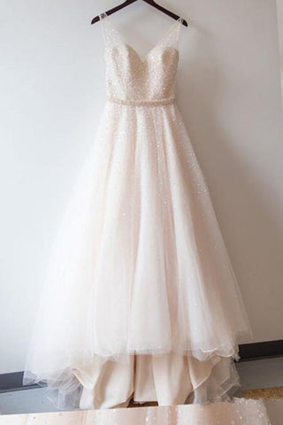 Tulle Ball Gown Lace Prom Dresses, Sweetheart Wedding Dress