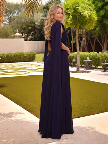 Deep V-neck Elegant Mother of the Bride with Long Sleeve