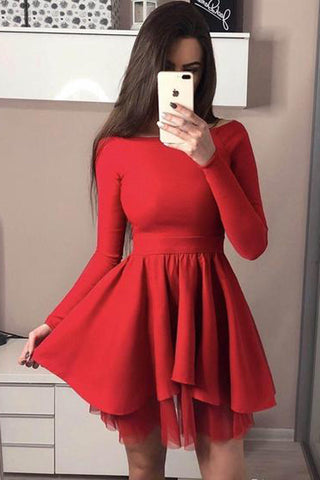 Mini Short Prom Dress Long Sleeve Black Homecoming Dresses