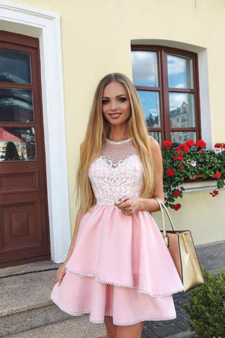 Spitzenperlen Rüschen Homecoming Kleider Kurzes Abendkleid