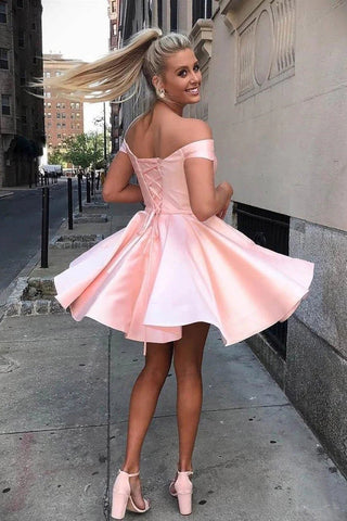 Schlichte schulterfreie Homecoming-Kleider, günstiges Homecoming-Kleid mit Schnürung
