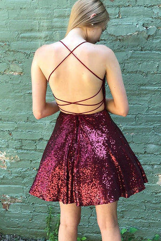 Cheap Dark  Sequin Short Homecoming Dresses Short Prom Dresses
