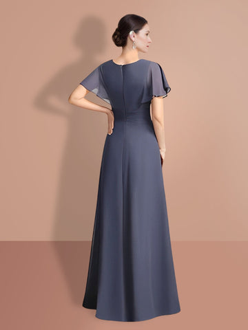 A-Line/Princess  Short Sleeves Jewel Neck Mother Of The Bride Dresses