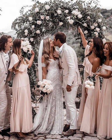 Sweetheart Neck Lace Beach Ivory Rustic Boho Wedding Dresses