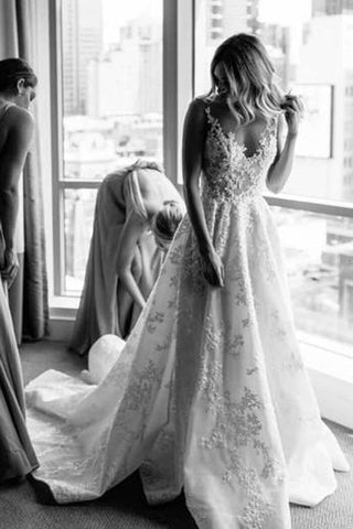 See Through Vintage Lace Illusion Neck Wedding Gowns