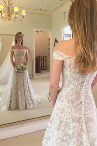 Rustic Boho Off the Shoulder Lace Wedding Dress
