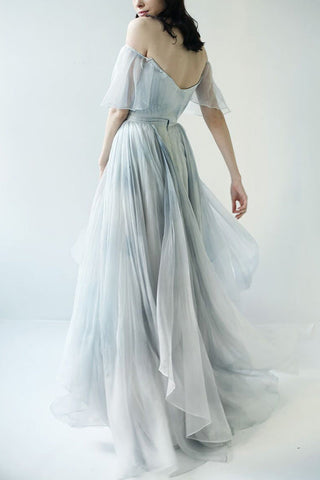 Off the Shoulder Ombre Beach Wedding Dresses