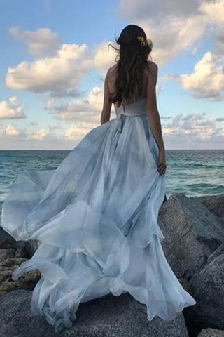 Off the Shoulder Ombre Beach Wedding Dresses