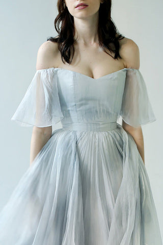 Off the Shoulder Ombre Beach Wedding Dresses