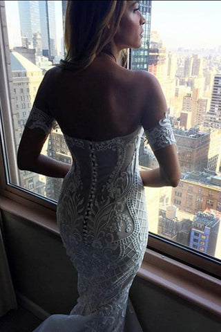 Cheap Mermaid Lace Wedding Dresses Sweetheart Neck Bridal Dress