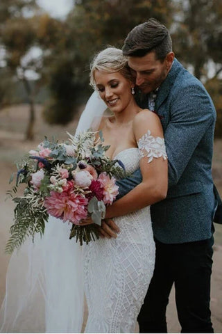 Cheap Mermaid Lace Wedding Dresses Sweetheart Neck Bridal Dress