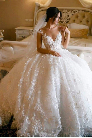 Floral Lace Wedding Dresses Vintage Ball Gown Wedding Dress