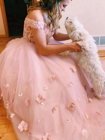 Zweiteiliges Brautkleid mit V-Ausschnitt und 3D-Blumen-Applikationen
