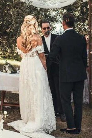 Lace Wedding Dresses Off the Shoulder Beach Wedding Dresses
