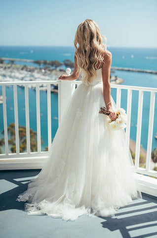 Simple Sweetheart Spaghetti Straps Custom Long Wedding Bridal Dresses