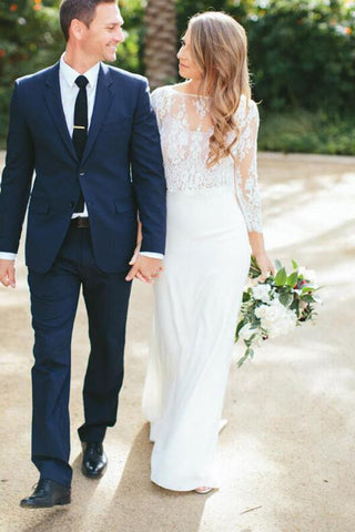Flowy Boho Lace Two Piece Mermaid Chiffon Skirt Wedding Dresses