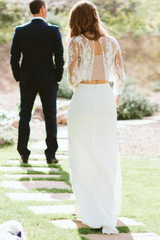 Flowy Boho Lace Two Piece Mermaid Chiffon Skirt Wedding Dresses
